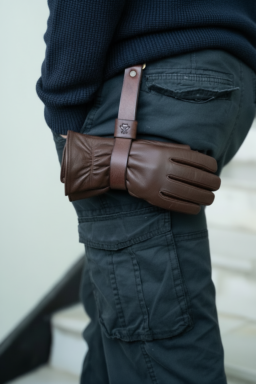 Ръчно изработен кожен Каишка за ръкавици Lathersthetic