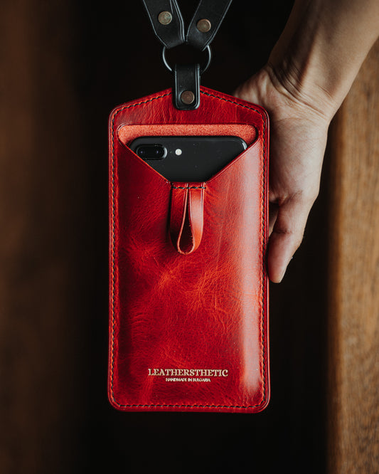 Ръчно изработен кожен Кожена чанта за телефон Lathersthetic