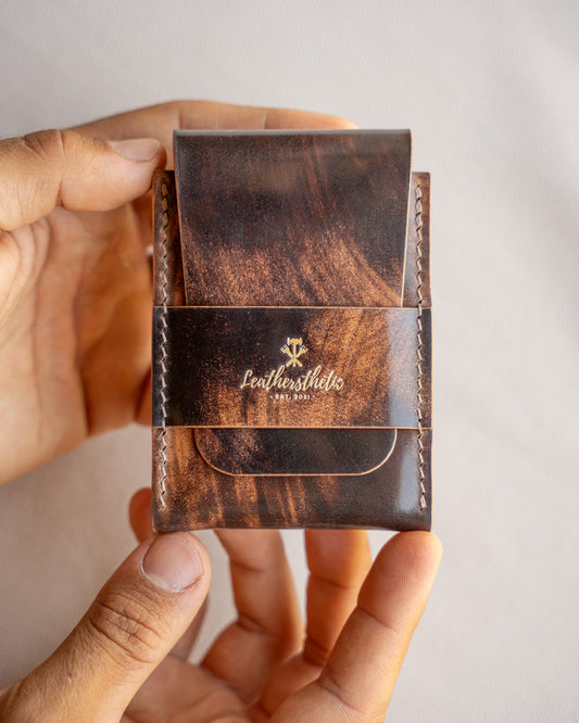 Ръчно изработен Shell Cordovan кард кейс Leathersthetic