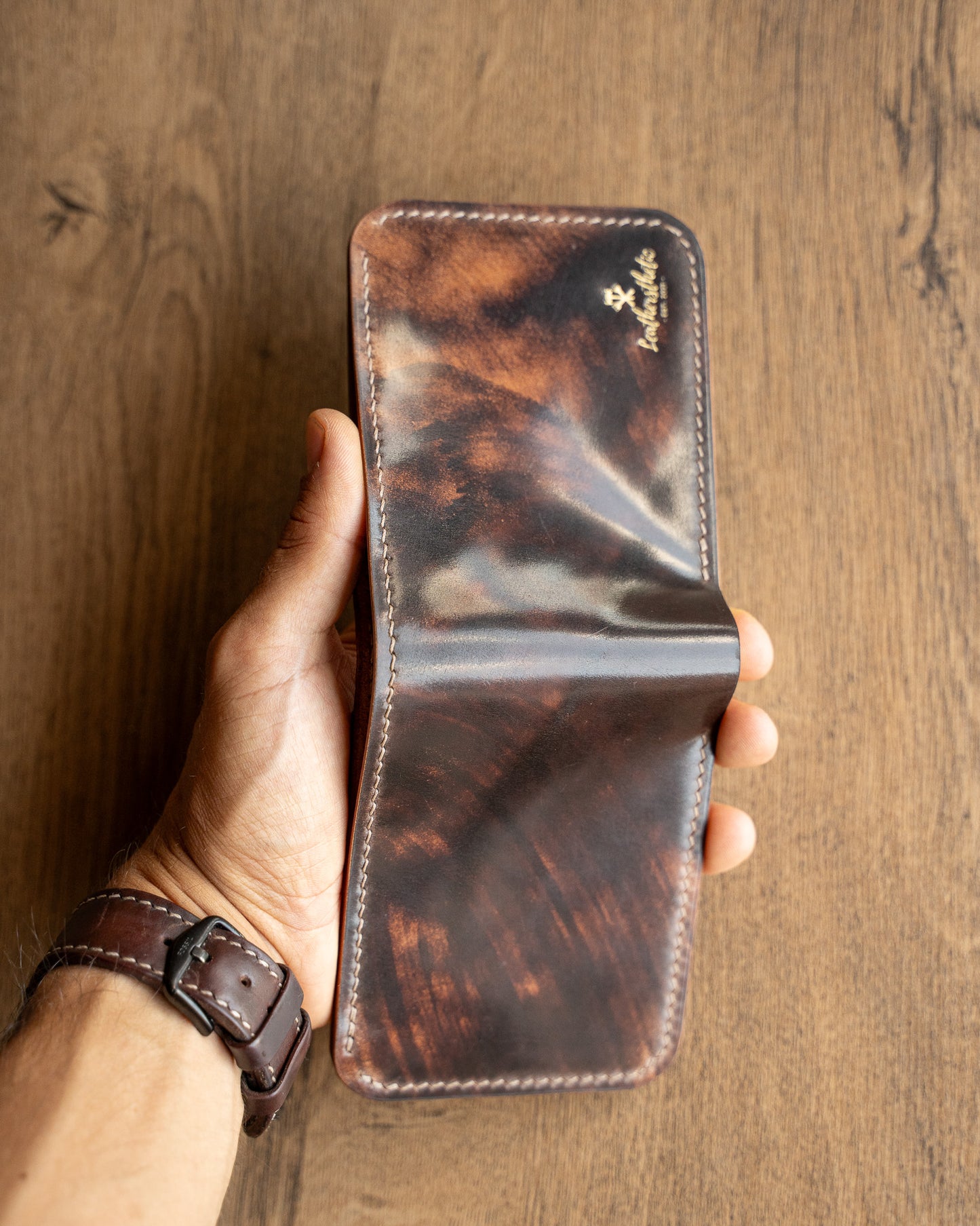 Ръчно изработен Класически портфейл Shell Cordovan Leathersthetic