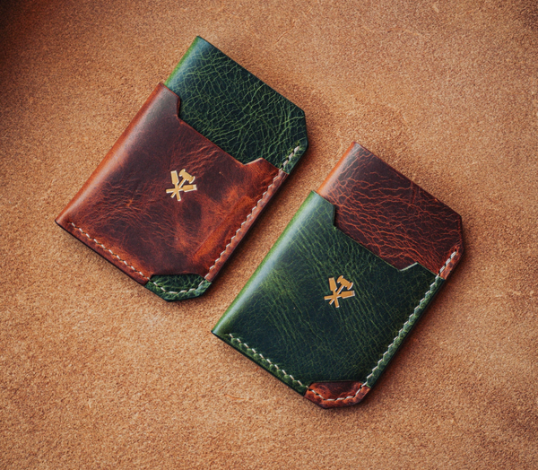 two leather cardholders from waxy vegetable tanned leather 