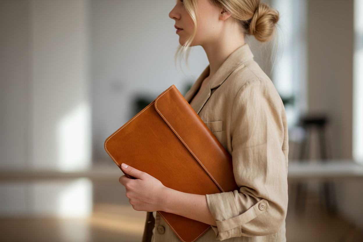 Ръчно изработен кожен Кожен калъф за лаптоп Lathersthetic